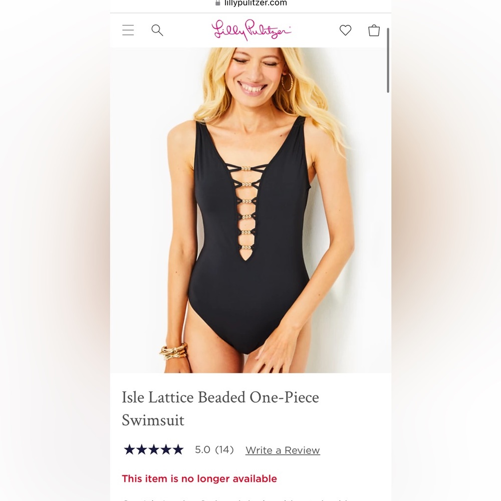 NWT Lilly Pulitzer Isle Lattice Beaded One Piece Swimsuit